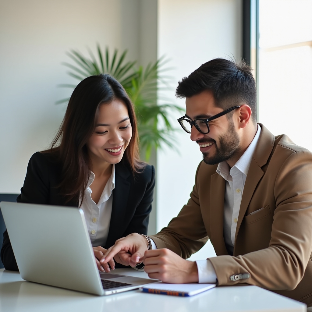 Due professionisti che revisionano insieme un testo scritto su schermo, discussione collaborativa